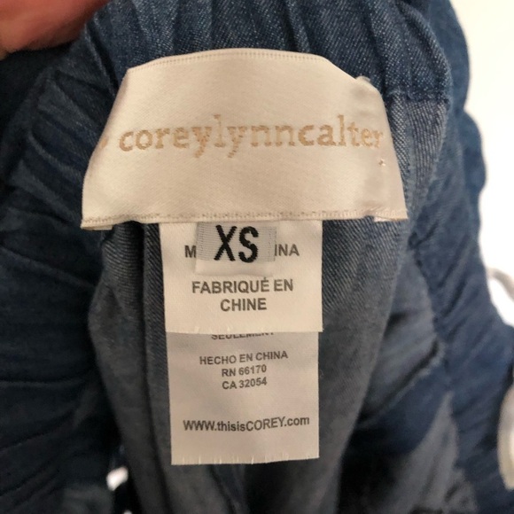 Anthropologie Corey Lynn Calter Off the Shoulder Chambray Dress Blue Cotton XS - Picture 3 of 6